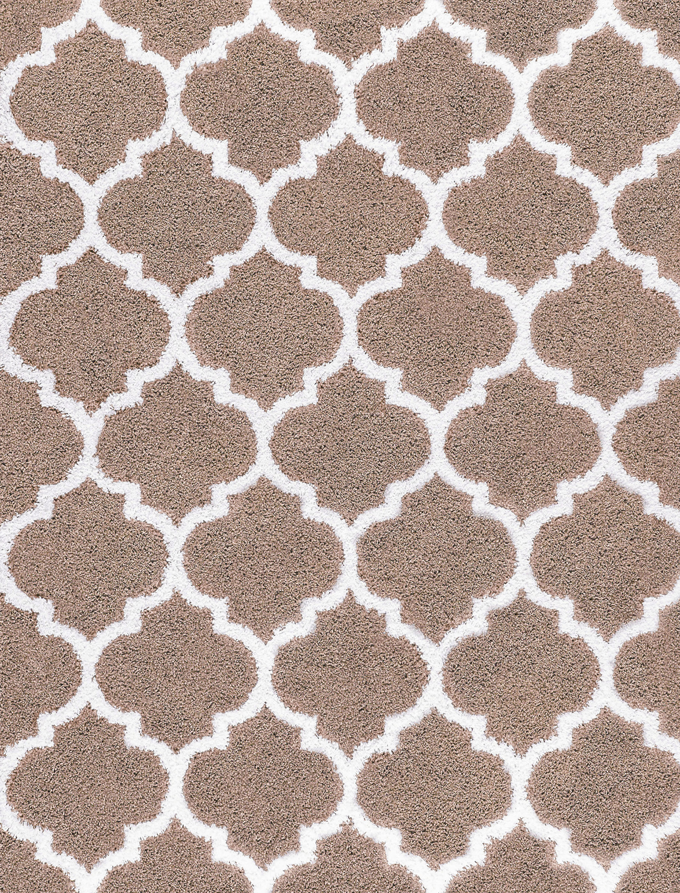 Jersey Shag Transitional Geometric Tan and White Polypropylene Indoor Area Rug, 9'x12' Rectangle