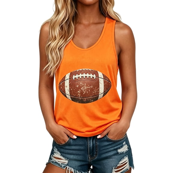 IMENGL Women's Tank Tops Soft Football Graphic Neck Workout Vest Summer Athletic Sports Casual Sleeveless Slim-Fit Camisole for Women,M-XXXXXL