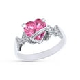 thumbnail image 3 of Heart Shape Simulated Pink Tourmaline In 14K White Gold Over 925 Sterling Silver Ring Size 5, 3 of 5