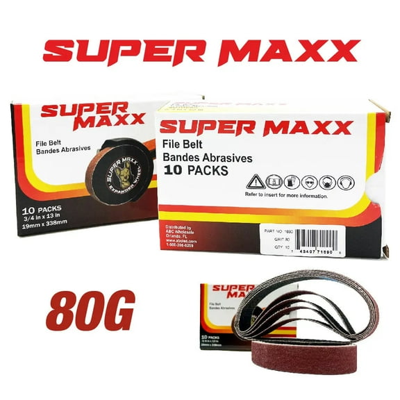 Super Maxx Expander Wheel Kit / Sanding Belts 36G, 50G, 60G, 80G,120G Product: 80GRIT - Pack of 10 - 1890