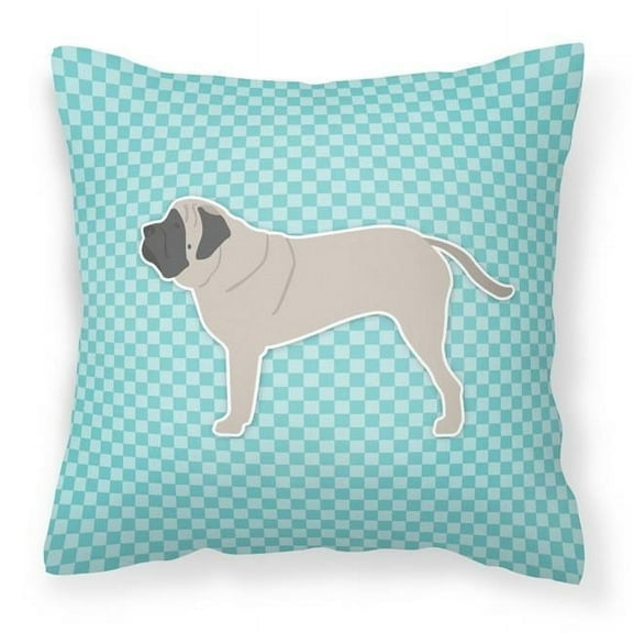 Carolines Treasures BB3756PW1818 English Mastiff Checkerboard Blue Fabric Decorative Pillow