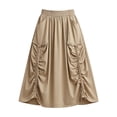 thumbnail image 6 of Jsaierl Women's Casual Cargo Maxi Skirt, Elastic Waist Ruched Long Skirt with Side Pockets, Breathable A-Line Skirt for Streetwear Outdoor Daily Wear, 6 of 6