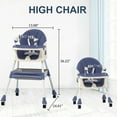 thumbnail image 2 of PUEDO 4-in-1 Baby High Chair Portable Toddler Dining Chairs Eat & Play Convertible Highchair with Adjustable Tray, Blue, 2 of 8