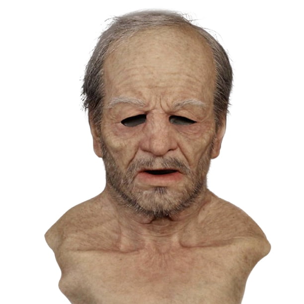 Máscara de anciano para adultos, realista, de látex, con cubierta completa para la cabeza, con arrugas realistas, para Halloween, mascarada, cosplay, accesorios de disfraz.