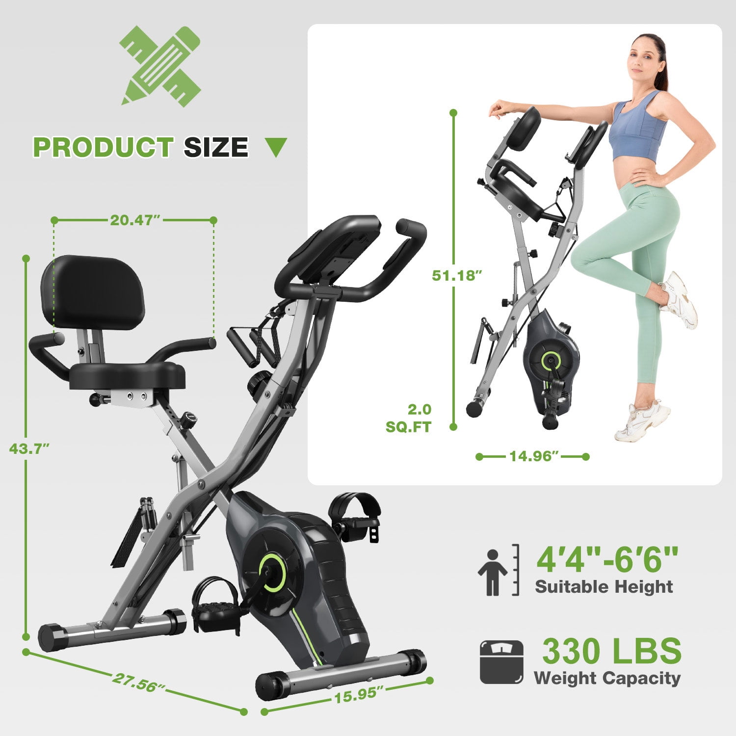 5-in-1 Folding Exercise Bike,Magnetic Cycling Bicycle X Bike with 16 Levels of Resistance for Home Indoor Cardio Workout
