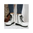 thumbnail image 4 of UKAP Women Comfortable Work Boot Outdoor Slip Resistant Side Zipper Ankle Boots Leather Booties Lace-Up Combat Boot White 7.5, 4 of 9