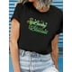 thumbnail image 2 of Women's St. Patrick's Day "Lucky and Blessed" Graphic T-Shirt - Royal Blue, Casual Polyester Blend, Camisetas de verano para mujer, manga corta, cuello redondo, casual, lindo, con gráficos, camisetas, 2 of 7