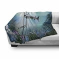 thumbnail image 3 of Underwater Soft Flannel Fleece Blanket, Realistic Illustration Wild Sharks and Plants Corals Seaweed Aquatic Ocean Life, Cozy Plush for Indoor and Outdoor Use, 50" x 60", Multicolor, by Ambesonne, 3 of 6