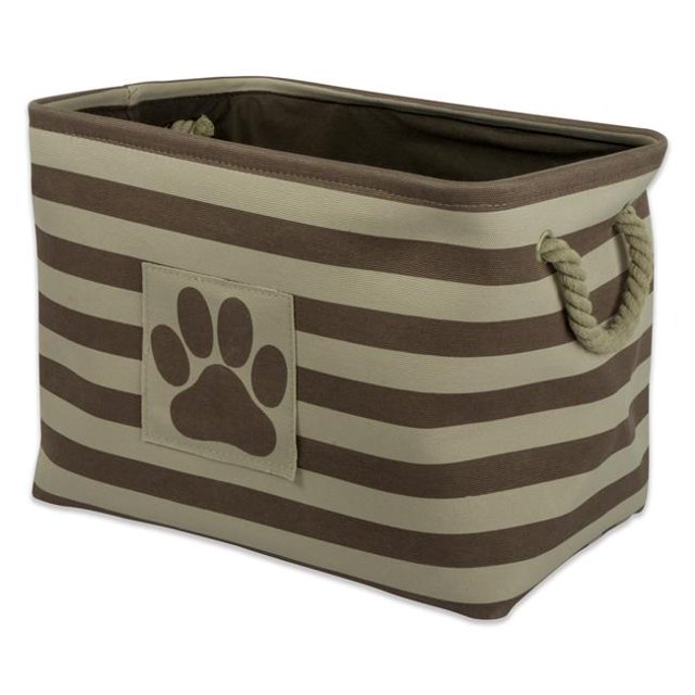 17.5 x 12 x 15 in. Polyester Pet Rectangle Storage Bin Stripe With Paw Patch, Brown - Large