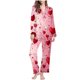 thumbnail image 2 of Puntoco Pijamas para mujer, moda informal para mujer, conjunto de pijama con solapa de manga larga y estampado navideño, conjunto de pijama informal con pantalón superior, 2 of 5