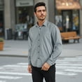 thumbnail image 7 of Men's Long Sleeve Plaid Dress Shirts with Pocket Casual Button Down Shirt Formal Business Tops, 7 of 7