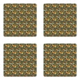 thumbnail image 1 of Woodland Coaster Set of 4, Forest Fauna Design Fox Squirrel and Birds on Dark Toned Backdrop Nature Elements, Square Hardboard Gloss Coasters, Standard Size, Multicolor, by Ambesonne, 1 of 2