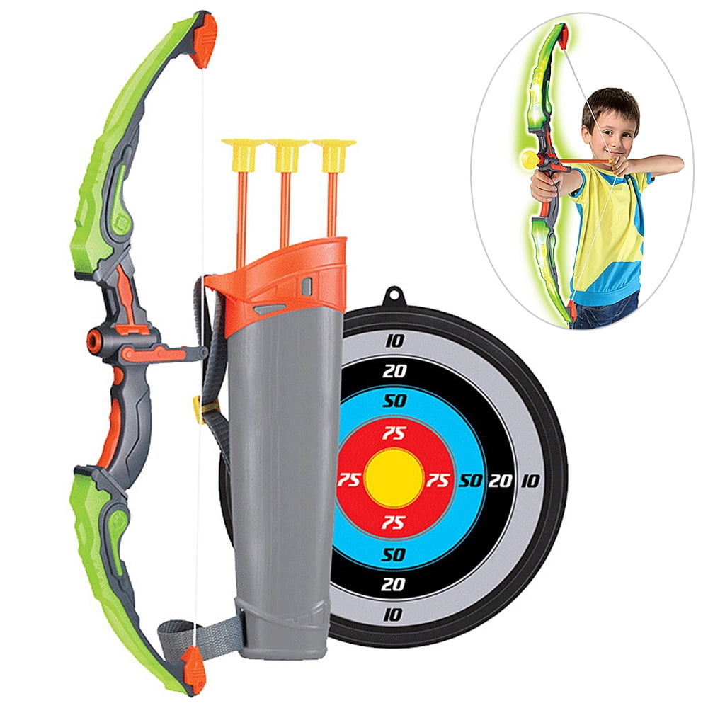 Children's Large Light Up Bow & Arrow Set Kids Archery Target Shooting Game PINK 