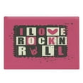 thumbnail image 1 of Retro Cutting Board, Vintage Letters I Love Rock n' Roll on Grunge Poster Music Theme Art, Decorative Tempered Glass Cutting and Serving Board, Large Size, Pink Charcoal Grey Beige, by Ambesonne, 1 of 1