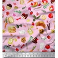thumbnail image 1 of Soimoi Polyester Crepe Fabric Fruits,Bread & Donut Food Printed Craft Fabric by The Yard 52 Inch Wide, 1 of 1