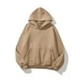 thumbnail image 4 of Resort Wear for Women 2025 Women's Solid Sweatshirt Women Solid Basic Letter Loose Hoodie Sweatshirt Long Sleeve Pocket Drop Shoulder Pullovers Top, 4 of 5