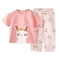 thumbnail image 2 of Delliss Toddler Girls' Short Sleeve Long Pants Pajama Sets 2PCS Cartoon Pattern Button Sleepwear 1-8 Years, 2 of 3