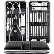 Ouber 18 Pcs Stainless Steel Nail Clippers Set Toenail Pedicure Corrector Set with Professional Grooming Kit Nail Care Tools, Portable Travel Case Beauty Care Products