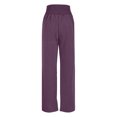 thumbnail image 5 of BiZtdJrK Womens Cotton Linen Pants Smocked High Waisted Wide Leg Trousers Baggy Casual Lounge Sweatpants sales today clearance Purple L, 5 of 7