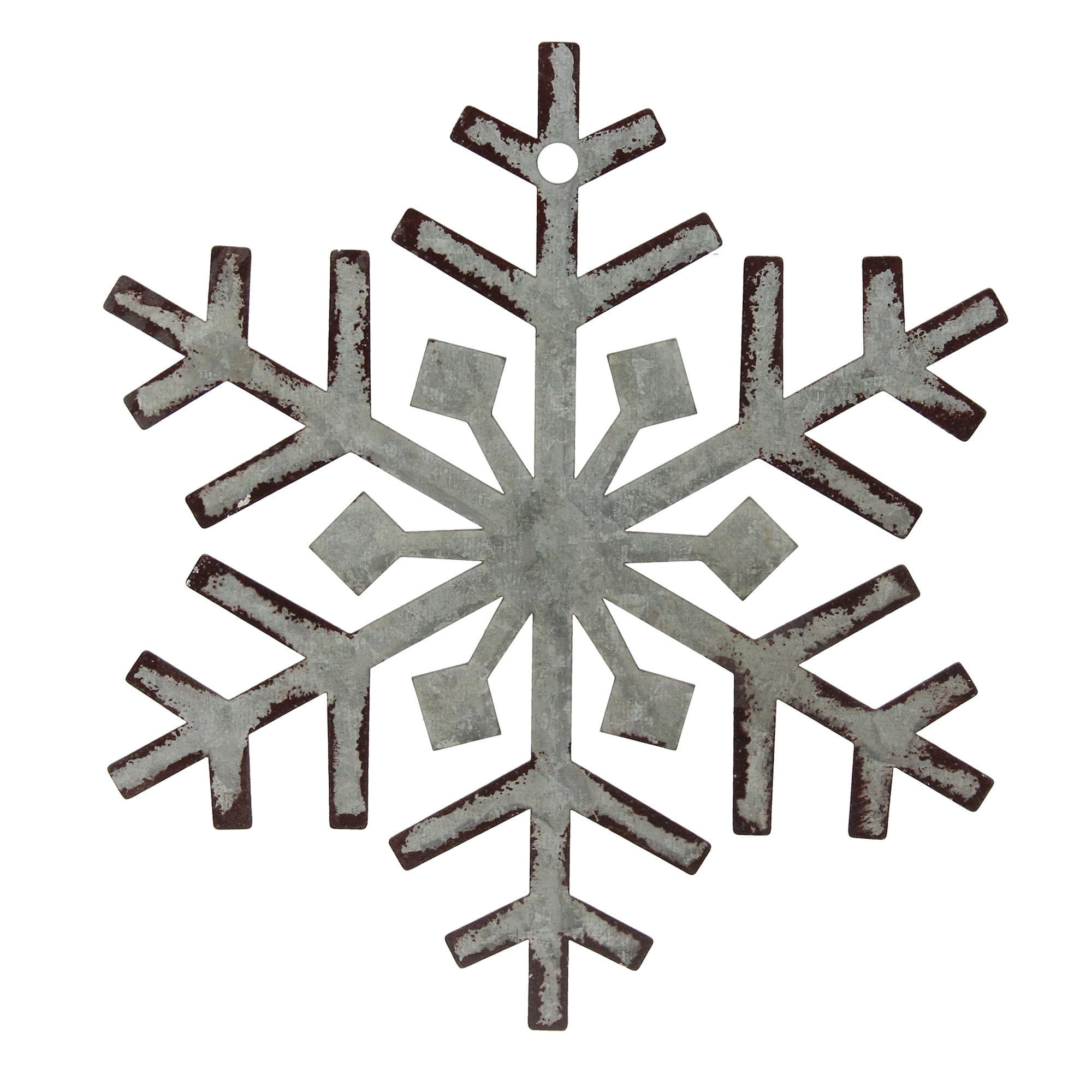 Napco 8” Galvanized Metal Weathered Snowflake Christmas Ornament Gray