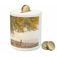 thumbnail image 3 of Leaves Piggy Bank, Birches a Big Tree in the First Fall Snow December Country Blizzard Frozen Nature, Ceramic Coin Bank Money Box for Cash Saving, 3.6" X 3.2", Multicolor, by Ambesonne, 3 of 4