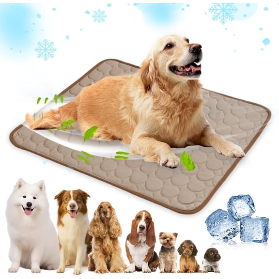 Dog Cooling Mat, Instant Cooling Pet Bed, Waterproof Pet Ice Cool Pad Blanket, Cat Sleeping Pad for Indoor Outdoor in Summer(Brown, Small)