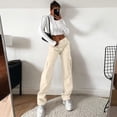 thumbnail image 6 of Women's Lightweight Cargo Pants High Waisted Straight Leg Outdoor Utility Trousers Yellow L, 6 of 6
