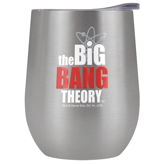 Big Bang Theory Official Logo 12 OZ Stemless Wine Tumbler, Stainless Steel Travel Cup|Lake Tumbler|Insulated with Leak Resistant Slide-Lock Lid, Stainless Steel