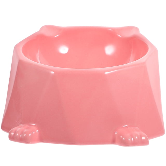 Comedero hexagonal geométrico para perros y gatos, plato creativo de cerámica (rosa)