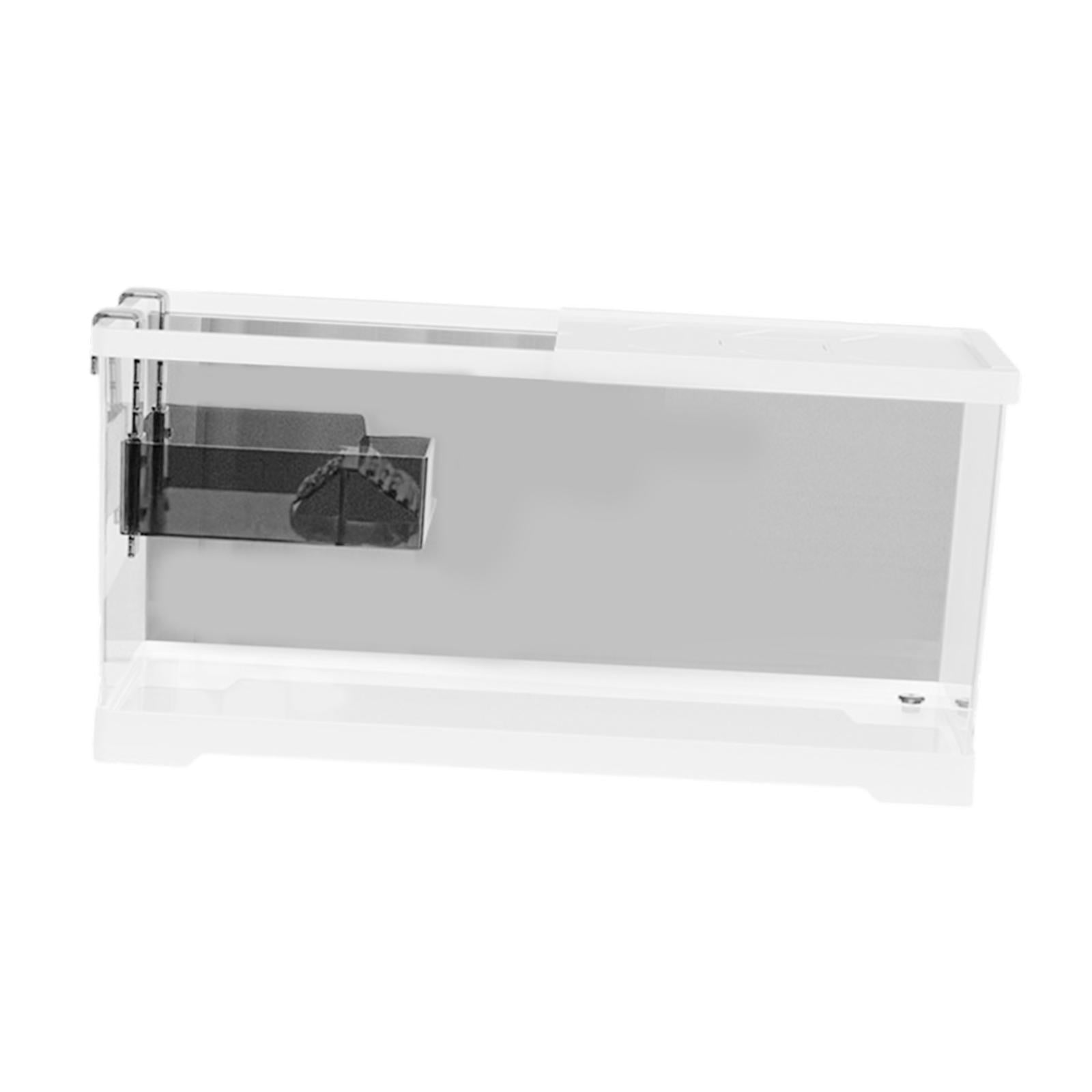 oshhni Turtle Tank Aquarium Hideout Hatching Area Feeding Box with Basking M w and Lid White