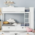 thumbnail image 2 of Bunk Bed with 2 Drawers and Multi-layer Cabinet for Boys/Girls/Teens Bedroom, Low Wood Bed Frame with Safety Guardrail, No Box Spring Needed with Maximized Space, 2 of 9