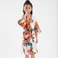 thumbnail image 6 of KYAIGUO Girls Silky Robes Pajamas for Kids Baby，Little Big Boys Silk Satin Night-Robe Print Summer Pj Youth Floral Printing Bathrobe Sleepwear Clothes ,Size 2-14T, 6 of 7