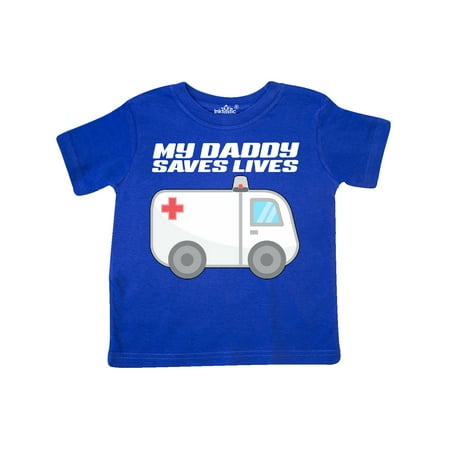 

Inktastic My Daddy Saves Lives- Ambulance Gift Toddler Boy or Toddler Girl T-Shirt