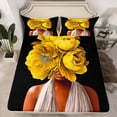 thumbnail image 2 of Homewish Yellow Flower 4-Piece Full Size Sheets For Teens Female,Black Girl Bed Sheets,Dreamy Princess Lightweight Sheet Sets,Ultra Soft Home Decor, 2 of 7