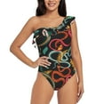 thumbnail image 2 of Picia Snake And Flower Pattern Women's One Piece Swimsuits,One Shoulder Swimwear Asymmetric ,Ruffle Monokinis Bathing Suits,High Waisted Flattering Bathing Suits-Small, 2 of 8