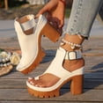 thumbnail image 5 of Caywon Women Gladiator Sandals, Chunky Heel Toe Ring, Ankle Strap Thick Sole Dressy, Comfortable Ladies Shoes Sandalias Cuña Mujer, 5 of 9