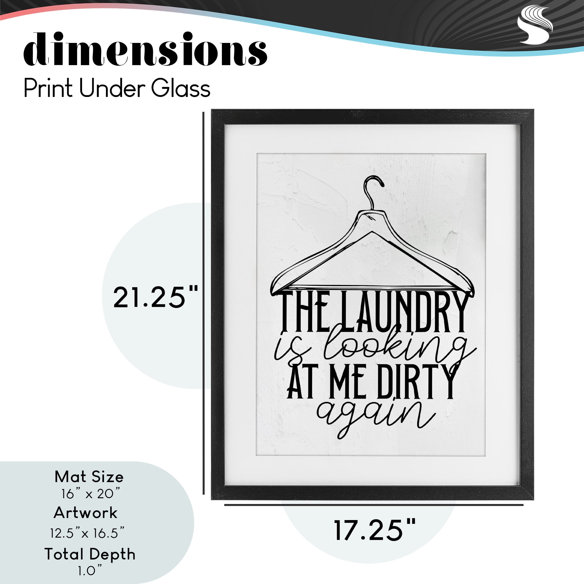 Laundry Is Looking At Me Dirty Black Framed Print Under Glass, design by Kim Allen
