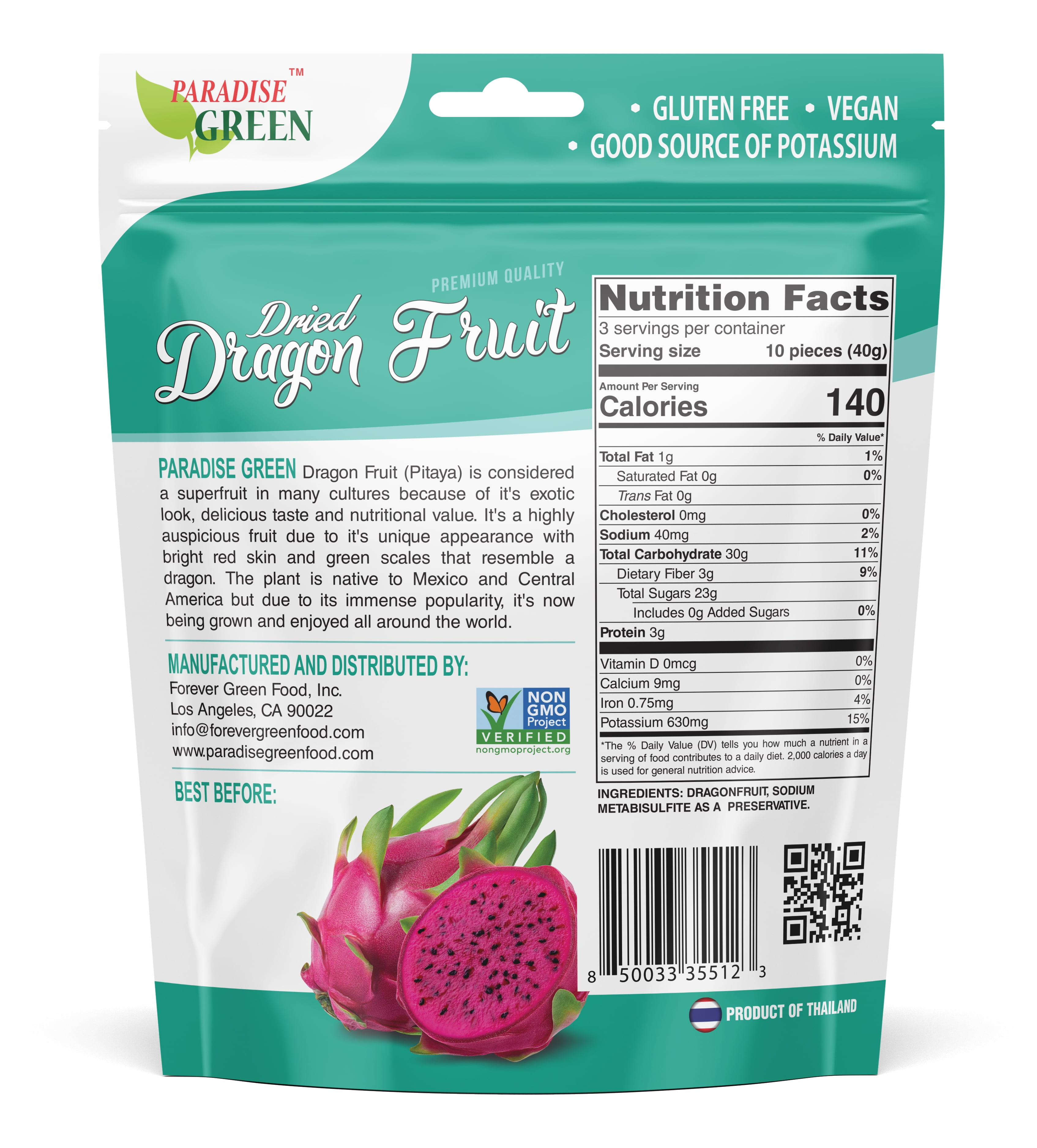 Paradise Green Dried Dragon Fruit