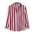thumbnail image 4 of Hpapadks Mens Shirts Summer Casual Fall Striped Print Lapel Long Sleeve Blouse with Pockets Loose Dress Shirts for Men Red XL, 4 of 7