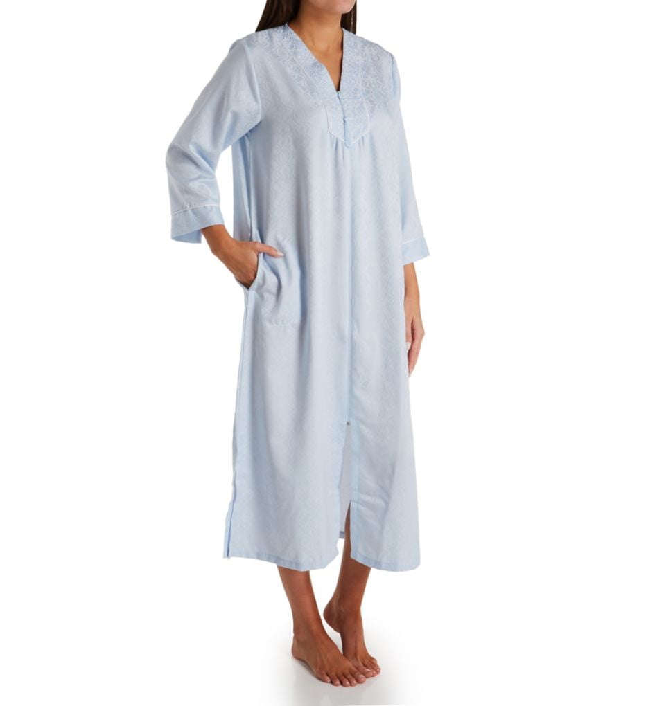 Women's Miss Elaine 866179 Brushed Back Satin Long Zip Robe (Peri M