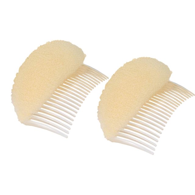 2 piezas encantadoras inserciones de volumen para aumentar el volumen, peine para el cabello, herramienta para hacer moños, base para el cabello, accesorios para mujeres, damas y niñas (beige)