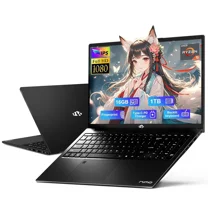 15.6" IPS FHD Gaming/Business Laptop, 16GB DDR5 RAM 1TB SSD 6 Cores AMD Ryzen 5 6600H (Beat i7-1165G7 up to 4.5GHz) 660M 6nm GPU-Computer with 100W Type-C Backlit Keyboard, Fingerprint Black