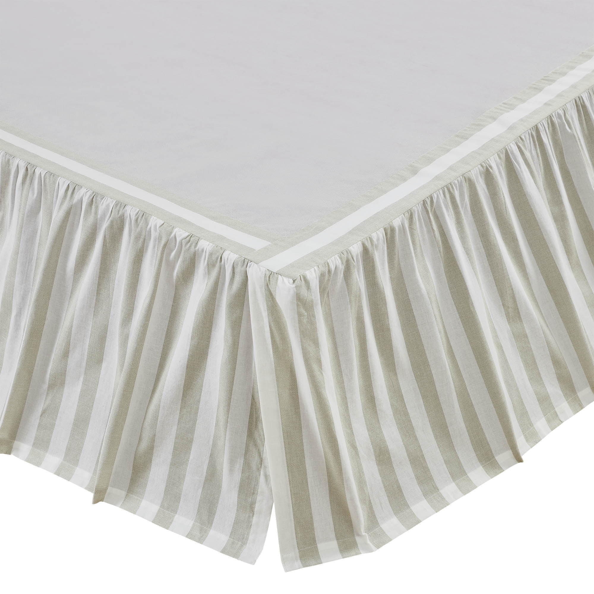 VHC Brands Bed Skirt King, Cotton Bedding, Bedroom Bed Skirt, Printed, Finders Keepers Collection, Size 80x78, Soft White