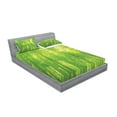 thumbnail image 2 of Ambesonne Green Fitted Sheet & Pillow Sham Set, Exotic Wildlife Scenery Print, Full, Green, 2 of 2