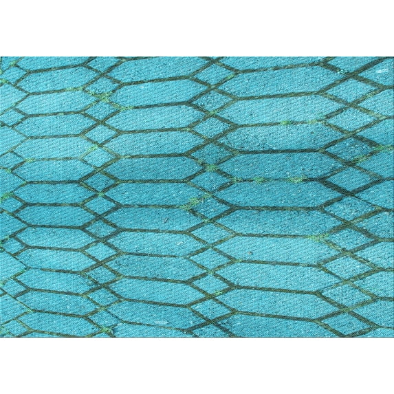 Ahgly Company Machine Washable Indoor Rectangle Transitional Bright Turquoise Blue Area Rugs, 3' x 5'