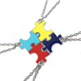 thumbnail image 3 of 4Pcs Good Friendship Pendant Necklace Creative Puzzle Patchwork Pendant Necklace Best Friend Theme Necklace, 3 of 4