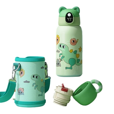

Cartoon Print Vacuum Themos with Straw Creative Kids Stainless Steel Smart Water Bottle Portable Outdoor Travel Supply