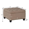 thumbnail image 4 of Pemberly Row Square Ottoman Coffee Table with Storage in Beige Fabric, 4 of 12