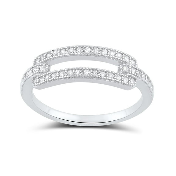 Sterling Silver Cz Bar Statement Ring for Women and Teens - Size 4