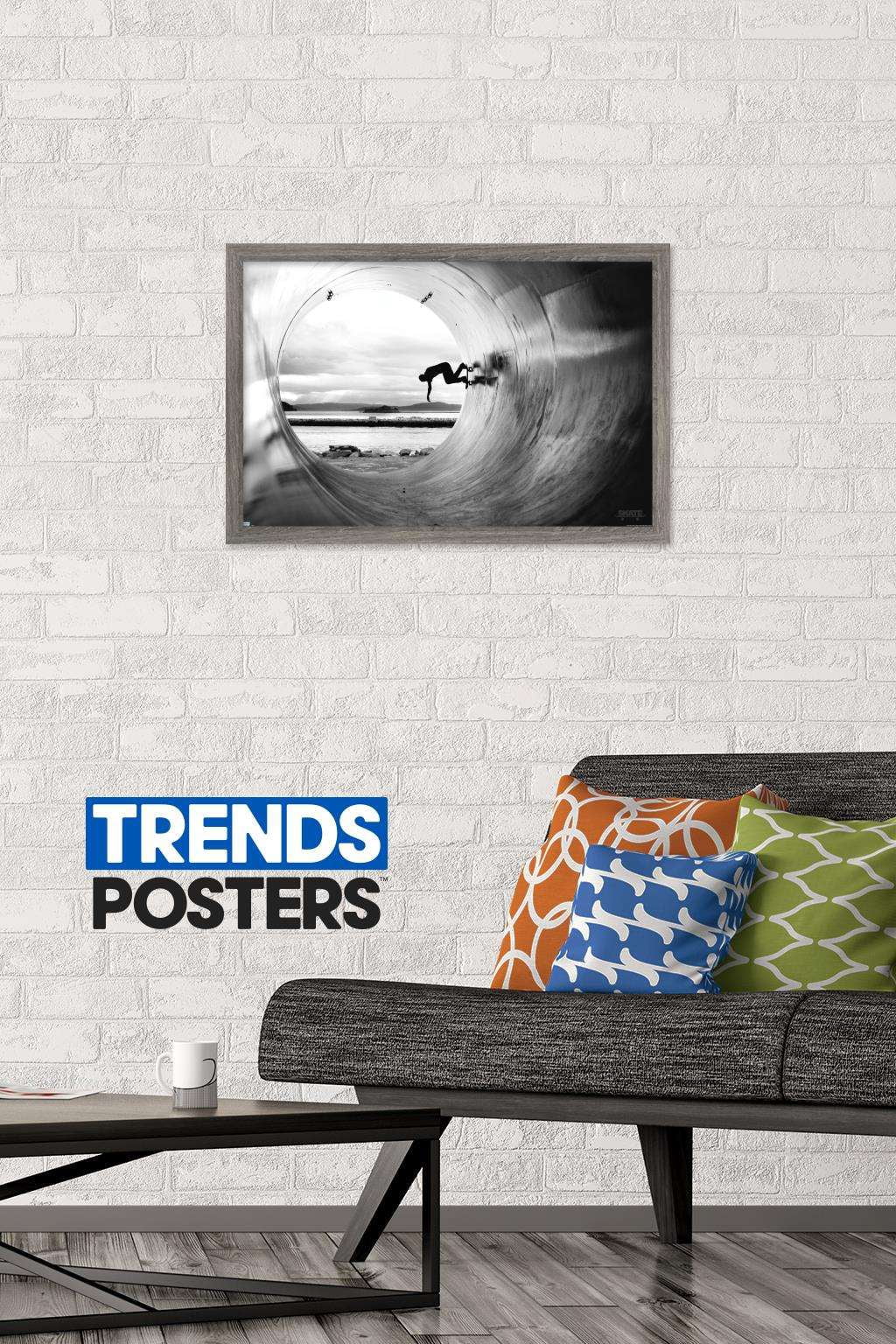 Skateboarding - Tube Wall Poster, 14.725" x 22.375", Framed